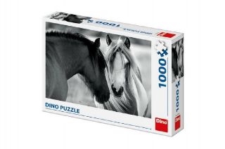 Obrázek z Puzzle koně černobílé 66x47cm 1000 dílků 
